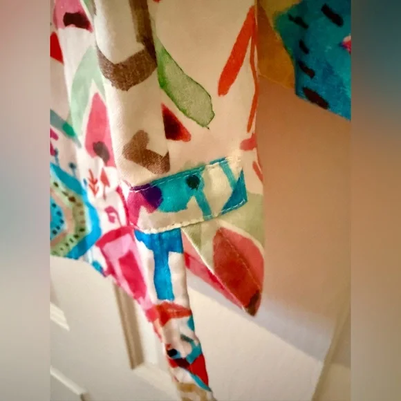 VILAGALLO POLINE IKAT MULTICOLOR Button Down Blouse NWT Size 42 - Picture 7 of 8